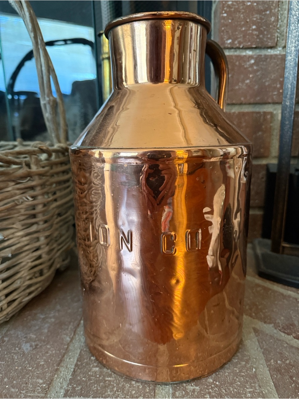 Vintage 24" Copper Carnation Milk Jug Home Decor